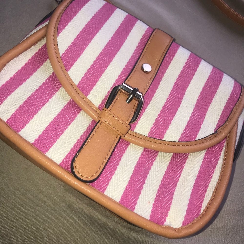 MMS Textured Cloth & Leather Purse